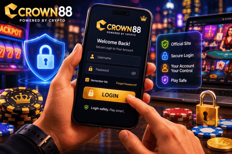 Crown88 login guide showing safe mobile account access