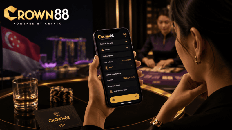 Crown88 login guide showing secure account review before withdrawal