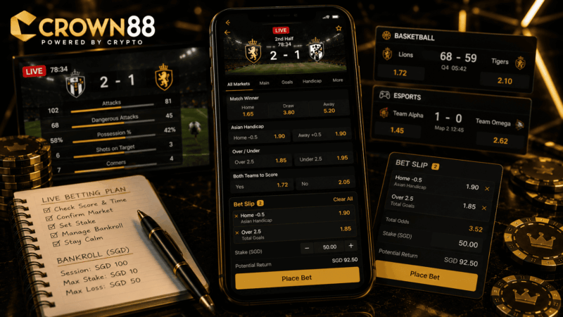 Crown88 Sports Betting Singapore live betting session
