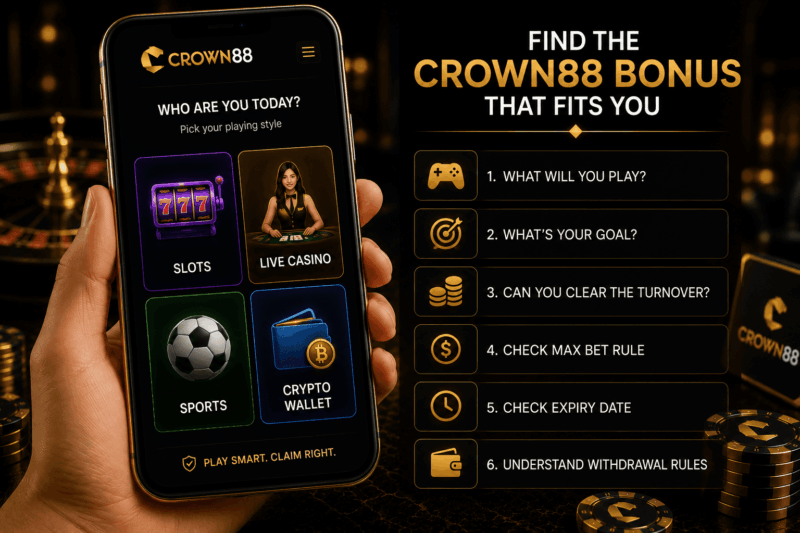 Crown88 Bonus checklist for different player types
