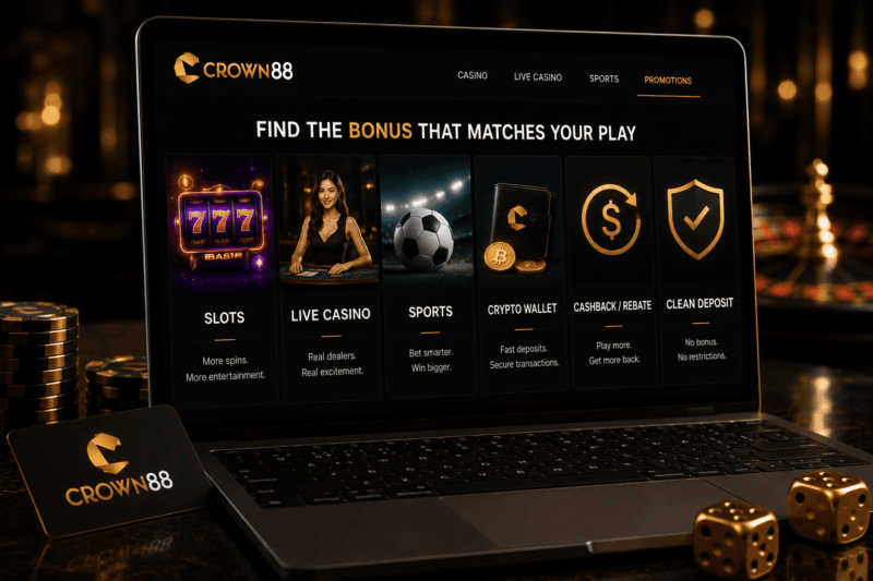 Crown88 Bonus comparison table by playing style